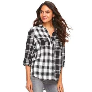 Host Pick 9/27 Rock & Republic Black and White Plaid Flannel Shirt
